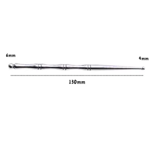 Stainless steel ball stylus pottery clay sculpting tool with 6mm and 4mm ends, 130mm long.