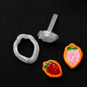 Clay strawberry mold 3d printed cutter miniature DIY baking tool for detail view