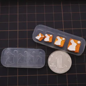 Miniature rabbit cookie silicone mold for DIY dollhouse food and clay crafting 1/12 scale