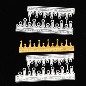Metal cutting dies set featuring delicate crown shapes for DIY doll tiara crafts.