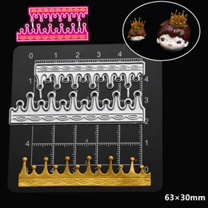 Carbon steel crown cutting die for DIY clay doll hair accessories, precision size tool.