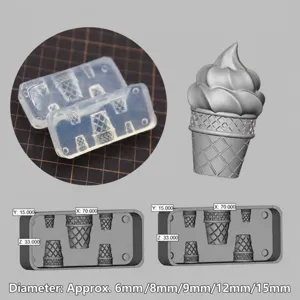 Mini Eiscreme Waffel Silikonform fuer Harzton DIY Miniatur Kunsthandwerk Werkzeuge