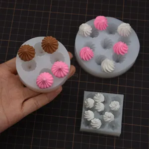 Silicone mold set for miniature cream swirl dessert clay craft DIY making detail view.
