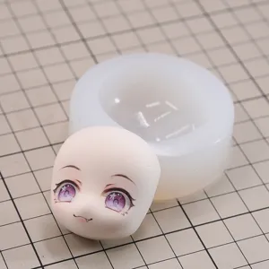 Molde de Silicona de Arcilla Versión Q Lindo Molde de Cara de Muñeca Anime Molde de Resina para Artesanía Hecha a Mano