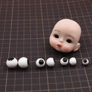 Polymer Clay Doll Head And Glass Eyeballs Movable Doll Eyes DIY Craft Accessories For Miniature Dolls