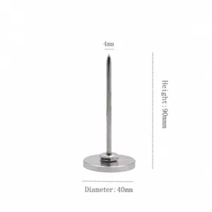 Détail du support de sculpture de poupée en argile inox, hauteur 90mm, base 40mm.