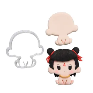 DIY cartoon Nezha clay mold set, 3D printed cookie cutter and soft pottery shaping tools.