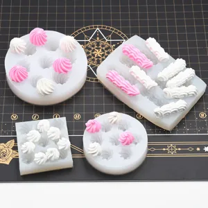 Miniature Dessert Silicone Mold DIY Clay Resin Craft Mold Waffle Cake Cream Flower Cake Decorating Tool Craft Making Mold