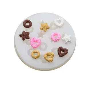 Silicone mold for miniature clay dessert, star heart ring shape DIY craft tool, flexible food play mold.