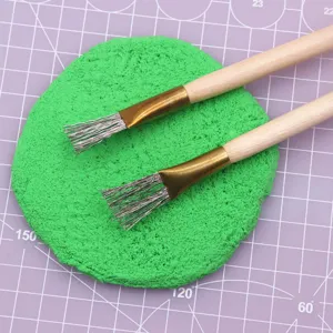 Herramienta de textura de arcilla, cepillo de metal de 7 agujas con mango de madera, bricolaje.