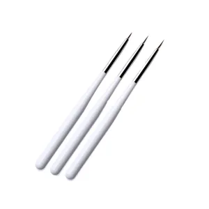 Set of 3 fine detail paint brushes with white handles for clay doll eye painting, miniature art.