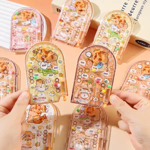 Clásico Juguete de Laberinto de Flipper de Mano Para Niños Dibujos Animados Animal Carpincho Patrón Mini Máquina de Mármol Juguete Educativo