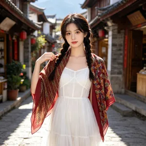Retro style silk cotton square scarf, large thin shawl for women spring summer daily wear.