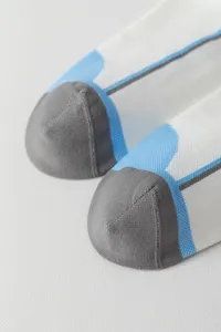 Athletic compression socks toe detail view, professional running sports socks close up.