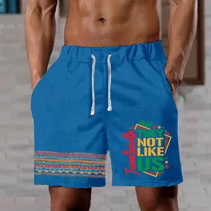 Pantaloncini da mare casual da uomo stampati in 3D con coulisse e grafica vista principale.