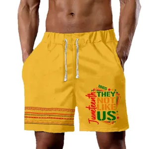 Pantaloncini da mare casual da uomo con stampa digitale 3D e coulisse, streetwear estivo.