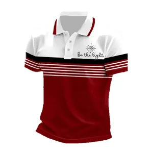Polo de manga corta con estampado 3D para hombre parte superior informal con texto de cruz