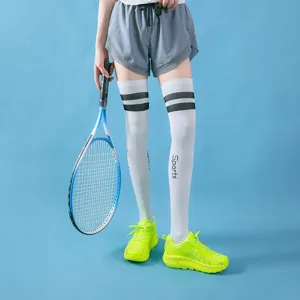 Women's professional sports compression knee-high socks for running, fitness, and jump rope training.