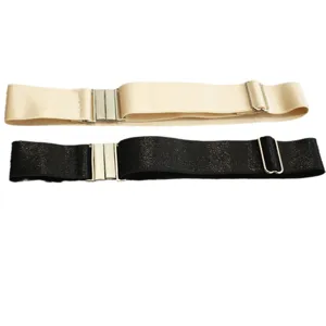 Adjustable elastic anti-slip bands for over-the-knee socks and boots in black and beige.