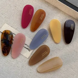 Kleine Ovale Acetat Haarklammer Für Damen Französisches Buchstabenmuster Handgefertigte Entenschnabelklemme Pony Clip Mode Haarschmuck