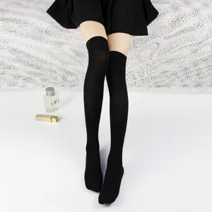 Black over-the-knee high socks Japanese JK style cotton stockings for women spring autumn
