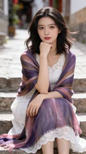 Stylish striped tie-dye rayon crinkle thin scarf shawl for women, breathable summer sun protection.