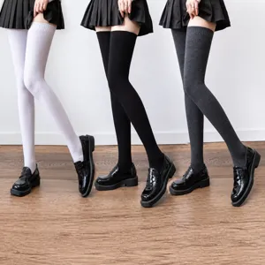Women Winter Over The Knee Long Socks Extra Long High Tube Thigh High Stockings Solid Color Polyester Casual Daily Hosiery