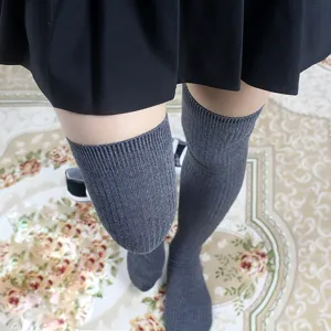 Women Over The Knee Socks Knitted Vertical Striped High Long Tube Stockings Warm Casual Fashion Leg Warmers Hosiery