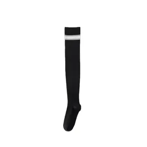 Professional athletic over-the-knee compression socks black white striped sports running gear