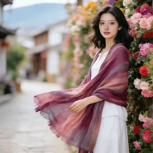 Gradient tie-dye crinkle cotton scarf main view, lightweight breathable shawl for women.