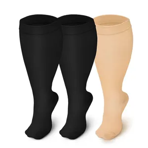 Plus size compression socks for women men, high elastic calf support athletic sports socks.