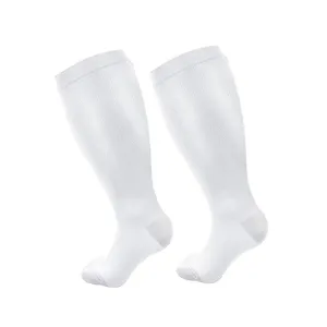 Plus Size White Compression Socks High Elasticity Athletic Calf Support Socks for Sports Fitness