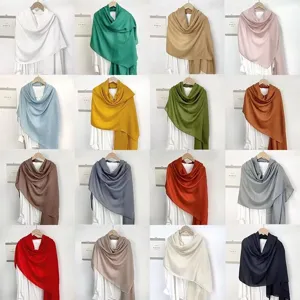 Scialle tinta unita in cotone lino leggero estivo spiaggia viaggio foulard hijab