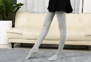 Women over knee long socks grey thigh high knitted stockings casual leg warmers outfit