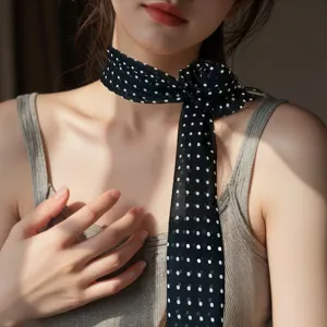 Women's Chiffon Scarf Rose Flower Floral Leopard Print Polka Dot Lightweight Soft Long Neck Scarf Fashion Accessories