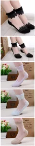 Women lace boat socks cute frilly ankle socks breathable cotton short socks white black