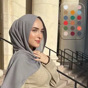 Donna tinta unita cotone lino hijab sciarpa traspirante e leggera copricapo scialle