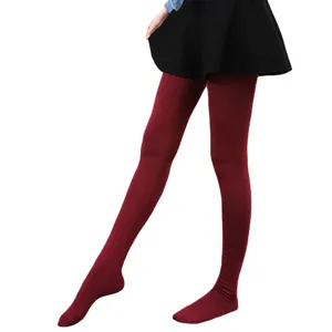 Women burgundy over-the-knee long socks thigh high hosiery spring autumn daily wear 95