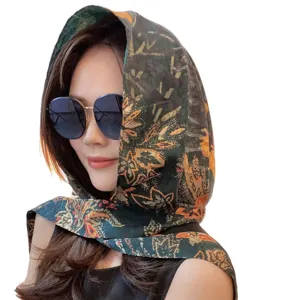 Sciarpa copricapo in raso floreale cappello protezione solare scialle donna primavera