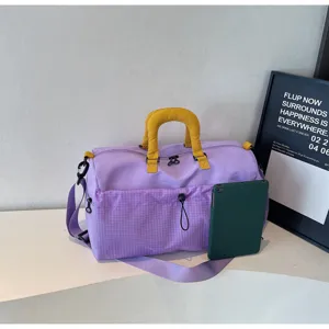 Grand sac de voyage polochon sport gym yoga stylise avec compartiment chaussures violet