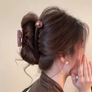 Große Künstliche Perle Haarklammer Elegant Kunststoff Geometrische Haarklammer Für Dickes Haar Damen Täglicher Haarschmuck