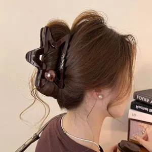 Pinza a Granchio per Capelli da Donna Grande Stella Svuotata Elegante Morsetto per Capelli con Squalo in Resina Geometrica Forcine per Capelli con Perla Artificiale Antiscivolo Accessori per Capelli Regalo