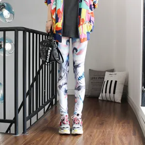 Women colorful abstract print leggings stretch slim fit yoga trousers stylish casual wear