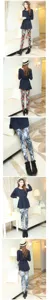 Detailansicht von hochelastischen Damen Leggings mit tropischem Regenwald und Graffiti Druck.