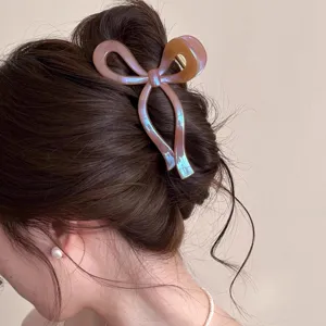 Perlen Schleife Haarklammer für Damen, elegante große Haifischklammer für schöne Hochsteckfrisur.