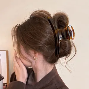Große Haarklammer Schildpatt Design für Damen, retro gebogene Haarspange für dickes Haar