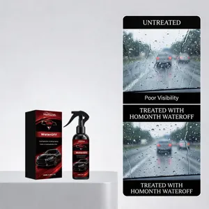 Spray de recubrimiento hidrofóbico para coche HOMONTH con efecto repelente al agua en vidrio.
