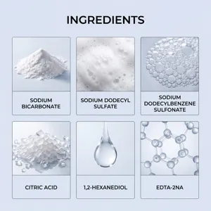 Detailed ingredient chart for car air conditioner foam cleaner showing active chemical formulas.