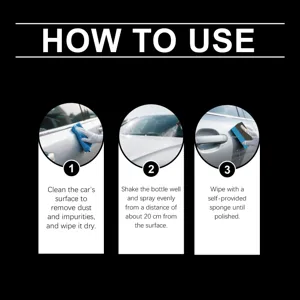 Instrucciones de uso del spray de revestimiento para coche en tres pasos sencillos y claros.