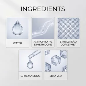 Infografía detallada que muestra los ingredientes químicos del spray hidrofóbico para autos.